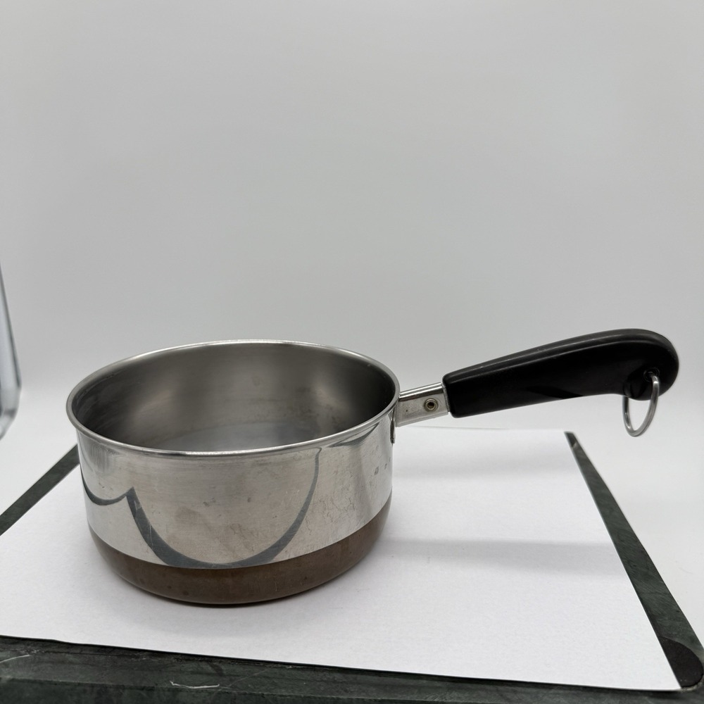Vtg 1801 Revere Ware 1 Qt Quart Sauce Pan Copper Bottom Clinton ILL USA